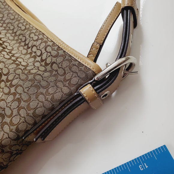 COACH East-West Jacquard Signature Suede Shoulder Bag Hobo Purse F11395 Handbag - Picture 9 of 16